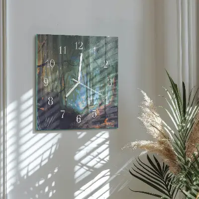 Moderne wanduhr quadratisch Mystischer Wald