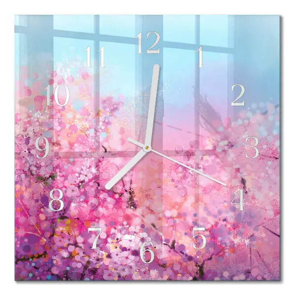 Quadratische wanduhr Blumenmuster