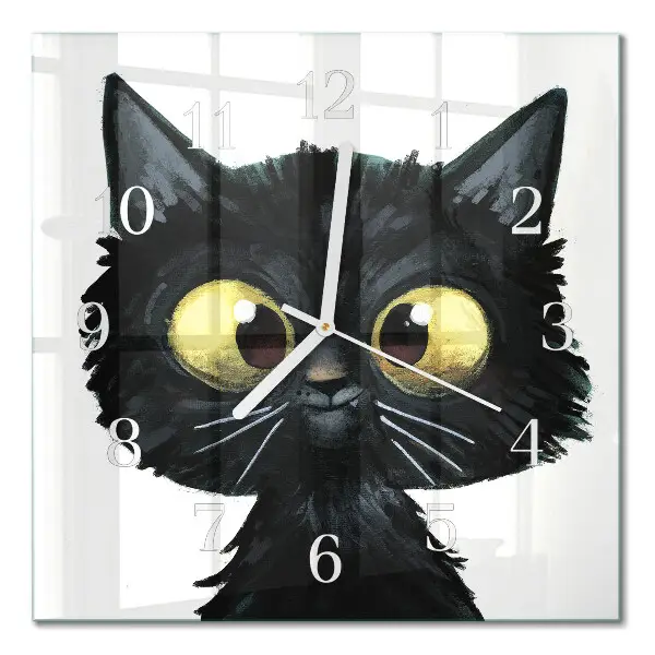 Quadratische wanduhr Schwarze Katze