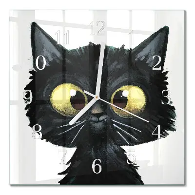Quadratische wanduhr Schwarze Katze