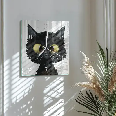 Quadratische wanduhr Schwarze Katze