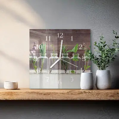 Glasuhr quadratisch Kräuter