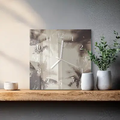 Moderne wanduhr quadratisch Palmen