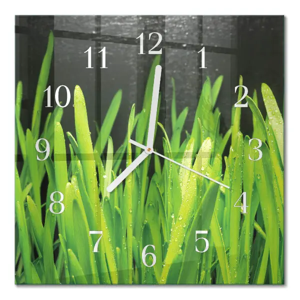 Quadratische wanduhr modern Gras