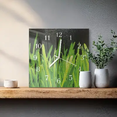 Quadratische wanduhr modern Gras