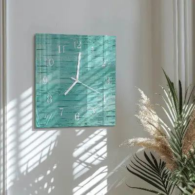 Quadratische wanduhr Grüne Bretter