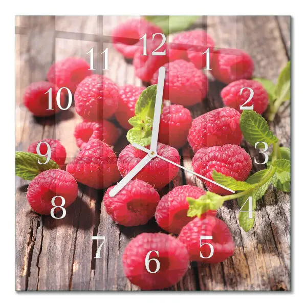 Wanduhr mit motiv quadratisch Himbeeren