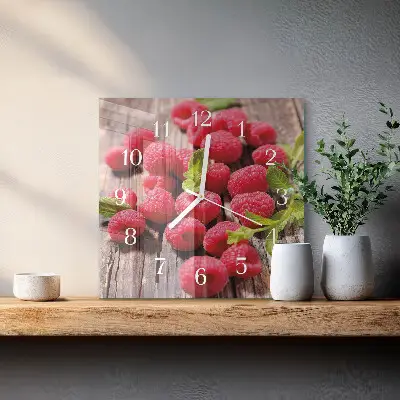Wanduhr mit motiv quadratisch Himbeeren