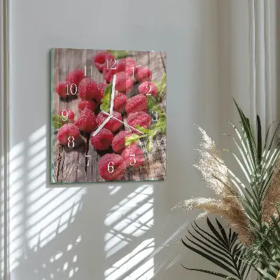 Wanduhr mit motiv quadratisch Himbeeren