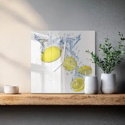 Glasuhr quadratisch Zitronen