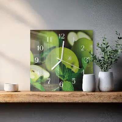 Wanduhr mit motiv quadratisch Grüne Äpfel