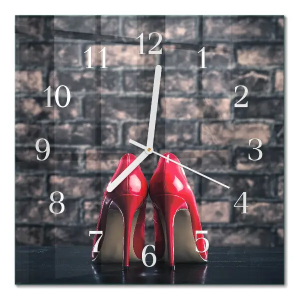 Quadratische wanduhr modern Rote High Heels