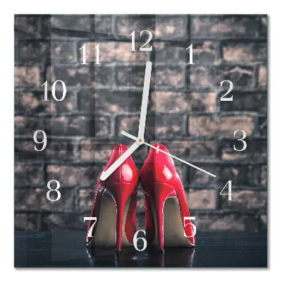 Quadratische wanduhr modern Rote High Heels