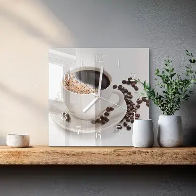 Quadratische wanduhr Eine Tasse Kaffee