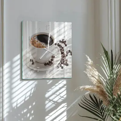 Quadratische wanduhr Eine Tasse Kaffee