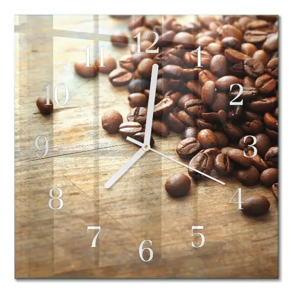 Quadratische wanduhr Kaffeebohnen
