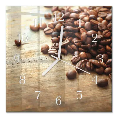 Quadratische wanduhr Kaffeebohnen