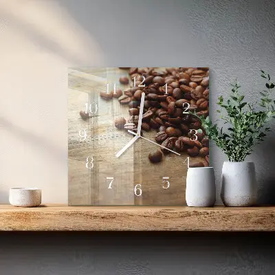 Quadratische wanduhr Kaffeebohnen