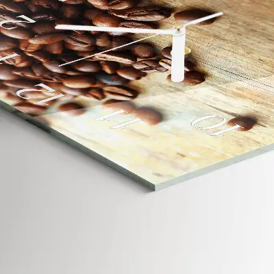 Quadratische wanduhr Kaffeebohnen