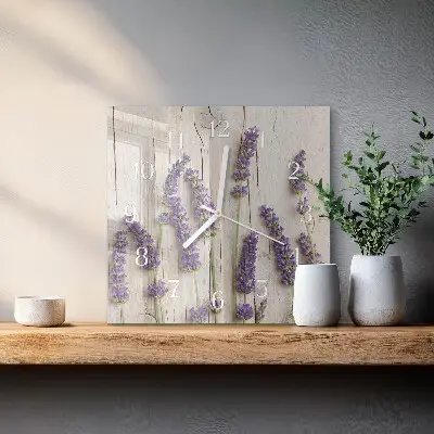 Glasuhr quadratisch Lavendel