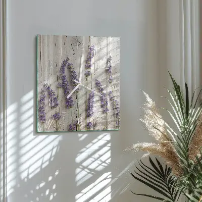 Glasuhr quadratisch Lavendel