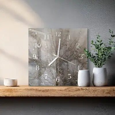 Quadratische wanduhr modern Tautropfen