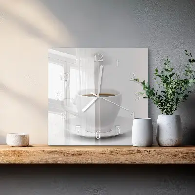 Quadratische wanduhr Eine Tasse Kaffee