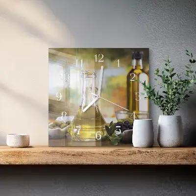 Quadratische wanduhr modern Olivenöl