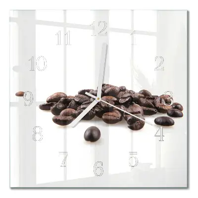 Quadratische wanduhr modern Kaffeebohnen