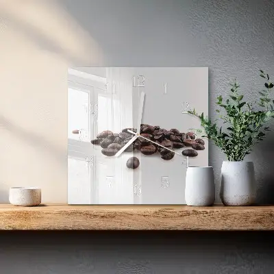 Quadratische wanduhr modern Kaffeebohnen