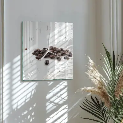 Quadratische wanduhr modern Kaffeebohnen