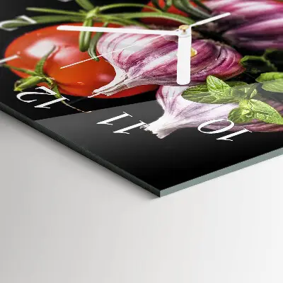 Quadratische wanduhr Tomaten-Knoblauch