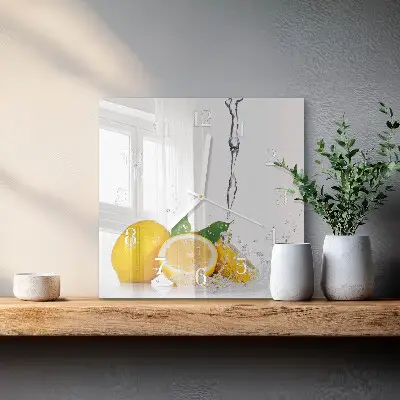 Quadratische wanduhr modern Zitronen