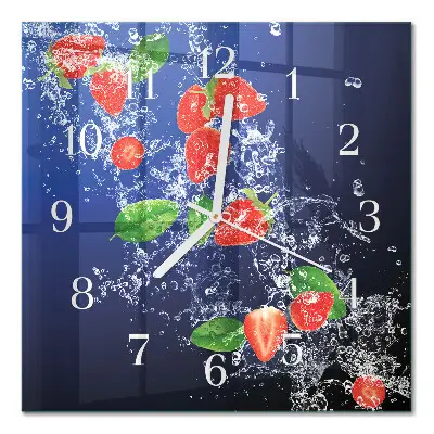 Moderne wanduhr quadratisch Erdbeeren