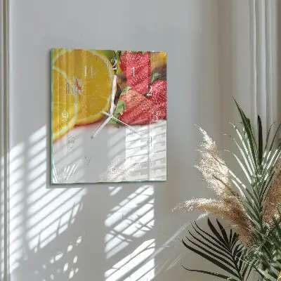 Quadratische wanduhr Obst