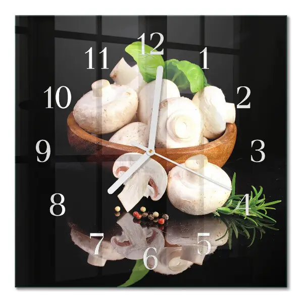 Quadratische wanduhr modern Pilze