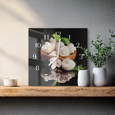 Quadratische wanduhr modern Pilze