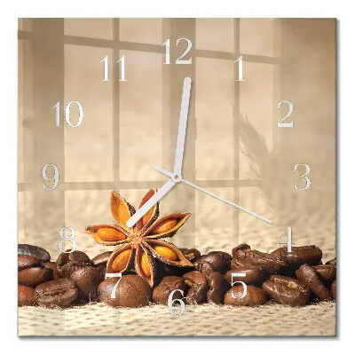 Quadratische wanduhr Kaffeebohnen