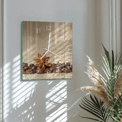 Quadratische wanduhr Kaffeebohnen