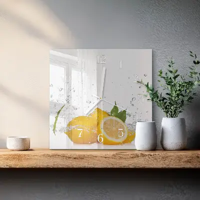 Glasuhr quadratisch Zitronen