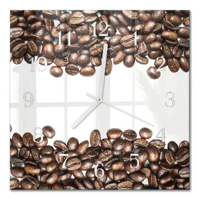 Quadratische wanduhr modern Kaffeebohnen