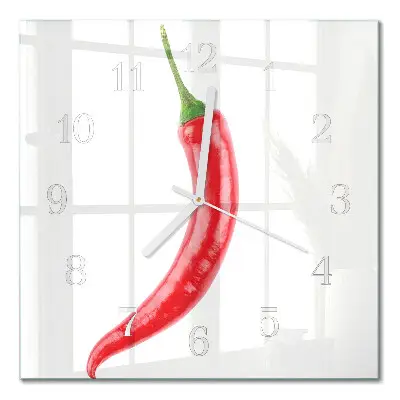 Moderne wanduhr quadratisch Chili-Pfeffer