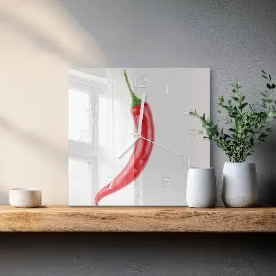 Moderne wanduhr quadratisch Chili-Pfeffer