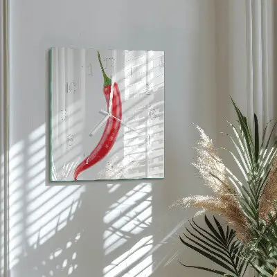Moderne wanduhr quadratisch Chili-Pfeffer