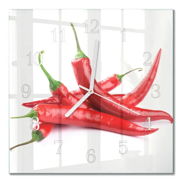 Glasuhr quadratisch Chilischoten