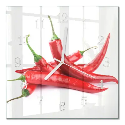 Glasuhr quadratisch Chilischoten