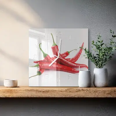 Glasuhr quadratisch Chilischoten