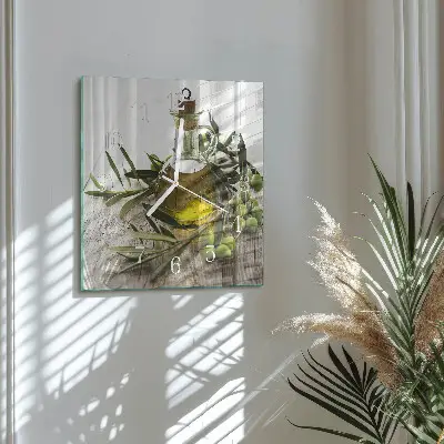 Moderne wanduhr quadratisch Olivenöl