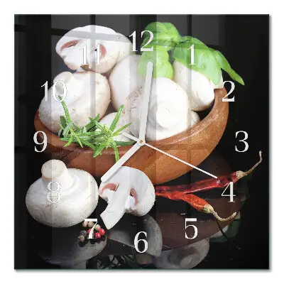 Quadratische wanduhr Pilze