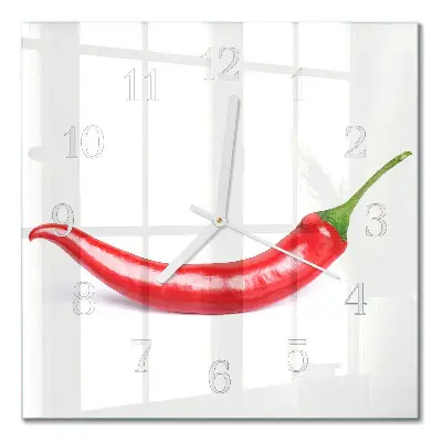 Quadratische wanduhr modern Chili-Pfeffer